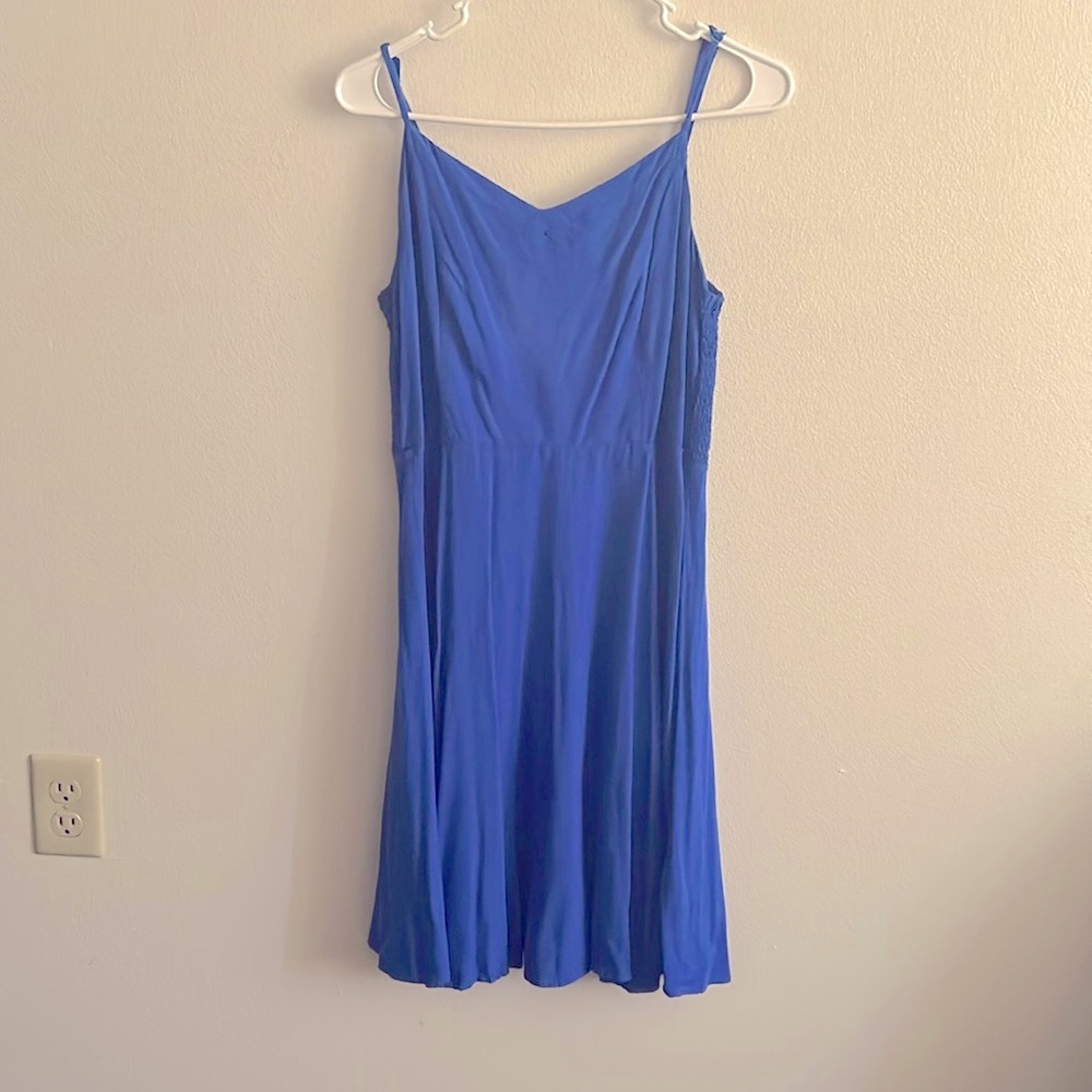 Old Navy 90's Classic Royal Blue Spaghetti Straps V Neck Flare Midi Sundress
